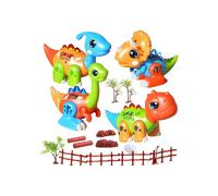 Juego de juguetes magnéticos de dinosaurios de 24 piezas, juguete educativo STEM para niños de 3 a 6 años, luces y sonidos, tarjetas didácti