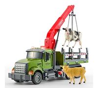 Juego de juguetes para camiones de transporte de granja, luces y sonidos de grúa de elevación y caída de ovejas de vaca, juguetes interactivos de animales con sonidos realistas del motor para niños de