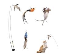 Juego de juguetes para gatos - Juguete interactivo de varilla de resorte para gatos, 7 piezas, juego de varillas, plumas y colgantes | Juguete de empleo para gatitos y gatos, juguete para cazar y
