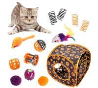 Juego de juguetes para gatos - Juguetes interactivos portátiles con hierba para gatos en forma de cubo de calabaza para Halloween, juego interactivo para gatitos | Ocultar y buscar juguetes para jugar