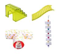 Juego de juguetes para hámster con túnel para hacer ejercicio y jugar, puente de escalera de plástico, accesorio de jaula de escalada, juguetes masticables para hámster, jerbo, ratones, loro (verde