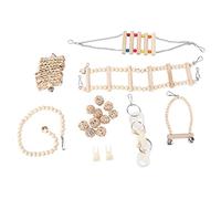 Juego de Juguetes para Masticar Loros |Hamaca Colgante de Madera sin Tratar y Columpio en Jaula para periquitos, cacatúas y cotorras |Centro de Actividades para Aves 6 en 1 con