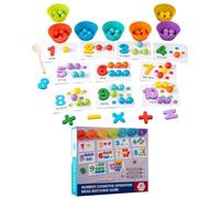 Juego de juguetes para niños, diseño de perlas de matemáticas, diseño educativo con texto "Math Bead Math Beads y diseño lógico | Natural Sustainable Wood - for Birthday &