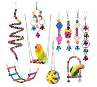 Juego de Juguetes para pájaros, Juguetes para Loros, periquitos, cacatúas y agapornis, Accesorios para jaulas de alimentación para Masticar.(D)