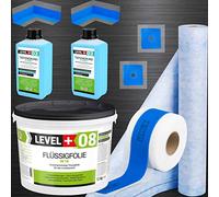 Juego de juntas de 12 kg de película líquida, 2 m, cinta de sellado de 10 m, 2 esquinas interiores, 2 manguitos de pared, 2 l de profundidad, ducha, baño, cocina SET330