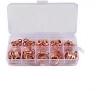 Juego de juntas de arandela plana de cobre con caja para motor de sumidero, línea de combustible hidráulico M5 M6 M8 M10 para anillos de sello de metal rojo M14 50 100 120 piezas (150 piezas)