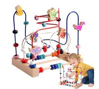 Juego de laberinto de cuentas de alambre - Puzzle para niños pequeños, herramienta de conteo | Marco de aprendizaje temprano con base de curva de movimiento y patrones de color brillante diseñados par