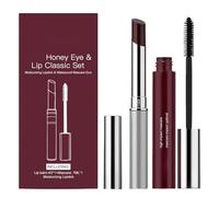 Juego de labios y ojos de miel, juego de lápiz labial de miel con rímel impermeable, jue/go de regalo de maquillaje de negra, bálsamo labial teñido hidratante natural para mujeres (1Set)