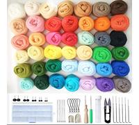 Juego de Lana de Fieltro Kit de inicio de Fieltro de Aguja - 50 Colores Lanas Fieltro Hilo de Conjunto de Fieltro de Lana con Herramientas de Fieltro de Lana para DIY Manualidades y Artesanía