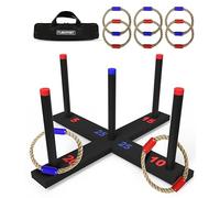 Juego de lanzamiento de anillos, incluye 6 anillos de cuentas dobles y funda de transporte, juegos de césped al aire libre para niños, adultos y familia, actividades deportivas de campamento en el
