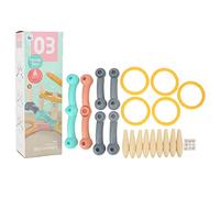 Juego de Lanzamiento de Aros de plástico para niños, Juguete de Lanzamiento para Exteriores e Interiores, Juego de Aros para Aprender a Contar con 5 Aros y 9 Postes para niños, Set