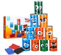 Juego de Lanzamiento de Bolsas de Judías para Niños, Juego de Lanzamiento de 10 Latas y 3 Bolsas de Judías, Juegos Exterior Niños Jardin, Juegos Infantiles Exterior, Juegos Jardin, Juegos Gigantes