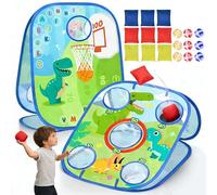 Juego de lanzamiento de puf de dinosaurio 6 en 1, juguetes al aire libre para niños de 1 a 3 años, alfabeto ABC y aprendizaje de matemáticas, juego de fiesta en el patio trasero para