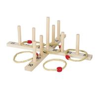 Juego De Lanzar Con 5 Aros De Sisal De Madera Natural Goki SA059