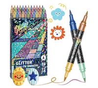 Juego de lápices con purpurina, 72 colores, doble punta, 36 unidades, marcadores metálicos con purpurina para tarjetas, manualidades, doodling, escritura para adultos, libros de colorear, materiales
