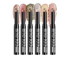 Juego de lápices de colores para los ojos - palos iluminadores de seis , fácil aplicación, larga duración | Herramientas de maquillaje de diseño compacto Viajes entre chicas, diversión de fin de