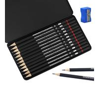 Juego de lápices de dibujo de 12 piezas con sacapuntas, lápiz de dibujo de 2H a 8B, juego de lápices de grafito para artistas, niños, adultos, dibujos, amantes de esbozar