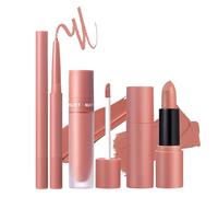 : Juego de lápices y líquidos para - Colección de colores para terciopelo mate de 6 piezas, 3 lápices de larga duración | Kit de maquillaje natural a prueba de manchas