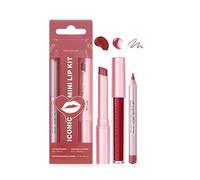 Juego de lápiz labial mate impermeable y brillante que proporciona una textura cremosa, adecuado tanto para definición, maquillaje de labios de moda