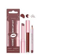 Juego de lápiz labial y brillo con delineador de labios mate, color de uso diario de consistencia y cremosa para mejorar delineador de labios