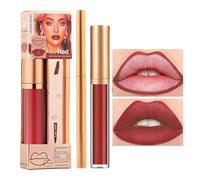 Juego De Lápiz Labial Y Delineador De Labios - Suministros De Maquillaje Duraderos,Brillo Labial De Larga Duracion - Para Mujeres Novias Estudiantes Viajeros Principiantes Bodas Cita Rutina Diaria