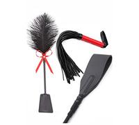 Juego de látigo para montar a caballo de 18 pulgadas, látigo rojo de 20 pulgadas, látigo de plumas de 20 pulgadas, látigo de equitación de piel sintética, látigo ecuestre y juego de cultivo