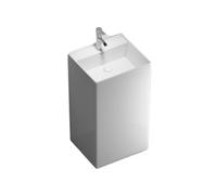 Juego de lavabo con pedestal de porcelana blanca monobloque con grifo y kit de drenaje, elegante lavabo de baño para decoración del hogar, solución moderna para fregadero