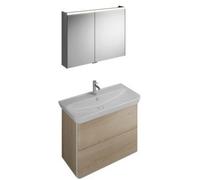Juego de lavabo de cerámica burgbad Iveo incl. mueble bajo lavabo, versión izquierda, anchura: 1000mm, SFHJ100LF2747G0161, Color: Roble Decoración Cachemira / Roble Decoración Cachemira, empuñadura ve
