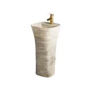 Juego de lavabo de cerámica con grifo y desagüe monobloque para baño, elegante columna Lavabo para decoración elegante del patio