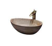 Juego de lavabo de cerámica vintage con grifo y desagüe para guardarropa, inodoro y baño, diseño artístico elegante perfecto para interiores elegantes