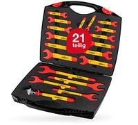 Wiha 43022 - Juego de llaves inglesas (aisladas, 6-32 mm, 20 piezas, en maletín) color rojo y amarillo