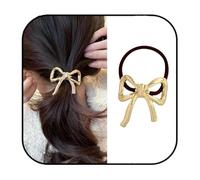 Juego de lazos para el pelo con diseño de lazo, para mujer, para coleteros elásticos elegantes, coleteros de metal, accesorios para el cabello para peinar el cabello (dorado)