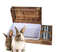 Juego de lecho para para heno Bunny - Juego de Cuencos para de Madera, Modelo de Madera ABS y Acero de 2300 g, dispensador de multifunción, diseño antidesperdicios | jaulas de hábitat,