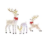 Juego de LED - 3 figuras decorativas navideñas luminosas | Expositor festivo de invierno, decoraciones navideñas montadas en el suelo, para uso nocturno en caminos interiores con césped
