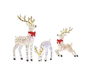 Juego de LED - 3 figuras decorativas navideñas luminosas | Expositor festivo de invierno, decoraciones navideñas montadas en el suelo, para uso nocturno en caminos interiores con césped