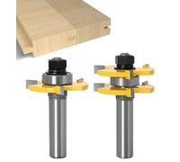 Juego de lengüetas y ranuras 1/2" (12.7mm) - APLUS Juego de brocas de enrutador - Herramienta de fresado de madera para trabajar la madera con mango Herramienta de corte de la máquina de grabado