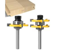 Juego de lengüetas y ranuras - APlus Juego de brocas de enrutador [2 piezas] - Herramienta de fresado de madera para trabajar la madera con mango Herramienta de corte de la máquina de grabado (8mm)