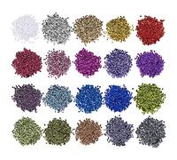 Juego de lentejuelas, diámetro 6 mm, Metálico, 20 colores diferentes, cada uno en bolsa de 15 g, total través 24000 lentejuelas metálicas | lentejuelas para coser, aufkleben, auffädeln | Carnaval,