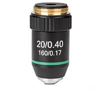 Juego de lentes de objetivo de microscopio profesional de 195 mm de 4X a 100X con revestimiento multicapa para investigación de biología de laboratorio escolar (20X)