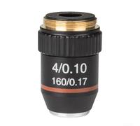 Juego de lentes de objetivo de microscopio profesional de 195 mm de 4X a 100X con revestimiento multicapa para investigación de biología de laboratorio escolar (4X)