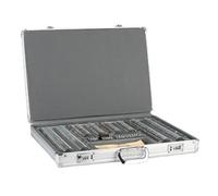 Juego de lentes de prueba ópticas, 232 unidades, cerradura de combinación, estuche de aluminio con borde metálico, apertura de 26 mm, apto para ópticas y hospitales oftalmológicos.