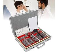 Juego de lentes de prueba ópticas, equipo profesional de optometría ocular: juego de 104 lentes de prueba ópticas con marco de metal, estuche de aluminio y marco de prueba gratuito.