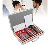 Juego de lentes de prueba ópticas, montura de lentes de prueba ópticas, kit de optometría para oftalmología, lentes profesionales para gafas de prueba de la vista de 104 piezas, caja de alum