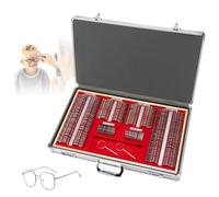 Juego de Lentes de Prueba Ópticas Profesionales con Borde Metálico y Marco de Madera, Incluye Caja de Aluminio para Optometría y Estuche de Lentes de Prueba