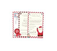 Juego de letras oficiales de Santa Reply Letter To Santa Traditional Christmas Letter Writing Set con acabado de papel de aluminio, dos letras a Papá Noel, 17,5 cm x 25 cm, insignia de lista de deseos