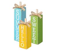 Juego de letreros de bloque de mesa, 3 placas decorativas de madera rústica, colección de de cita de larga duración, exhibición de decoración de mesa de granja, decoración del