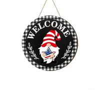 Juego de letreros magnéticos de bienvenida de madera con 31 accesorios de gnomo para crear una decoración de temporada personalizada para entradas y espacios de vida (blanco y negro)