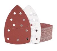 Juego de lijadoras triangulares (60 unidades, 105 x 152 mm (93 x 93 x 93 mm), 11 agujeros de grano 240, para Bosch PSM 100A, PSM 160, PSM 200 AES, PSM 18, PDA 180, para madera, metal, plástico
