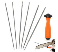 Juego de limas de afilar motosierra, 6 limas redondas para cadena de motosierra de 4,0 mm, 4,8 mm, 5,5 mm (2 cada una), afiladoras universales de alta resistencia con mango reemplazable