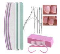 Juego de limas de uñas, juego de manicura para salón, juego de cuidado de uñas 100/180 herramientas de manicura de acero inoxidable | Las herramientas de uñas incluyen un alicates para cutículas y un